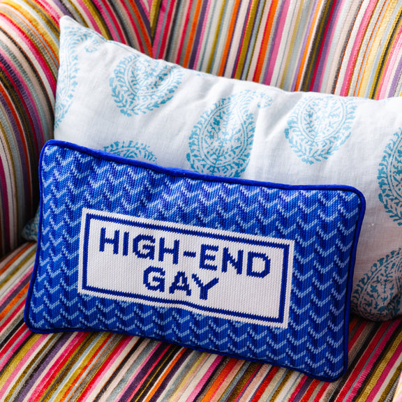 High End Gay Needlepoint Pillow - Jennie Dots 