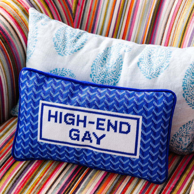 High End Gay Needlepoint Pillow - Jennie Dots 