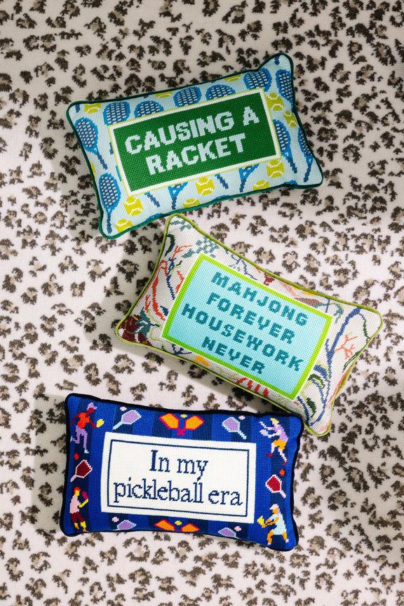 Mahjong Needlepoint Pillow - Jennie Dots 