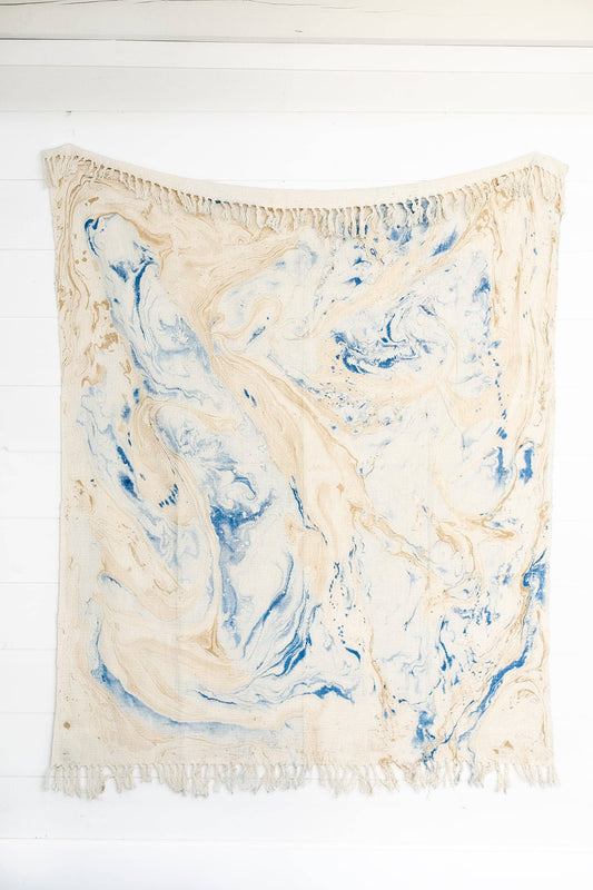 Sky & Champagne Marbled Throw