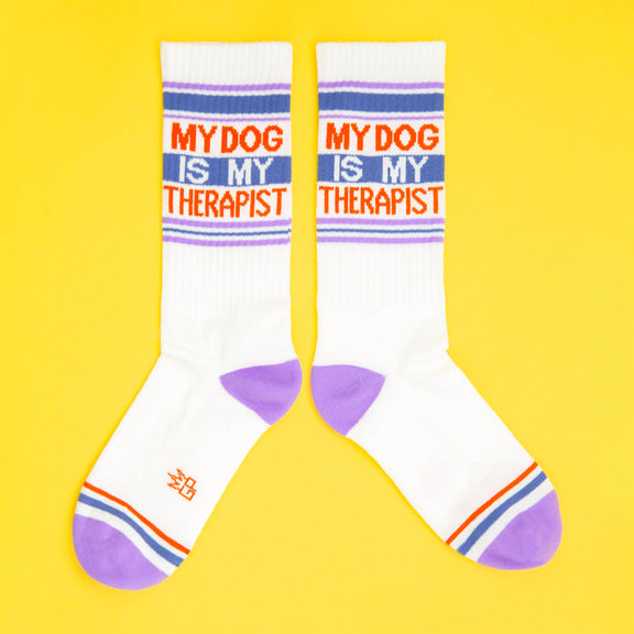 My Dog Is My Therapist Gym Crew Socks - Jennie Dots 