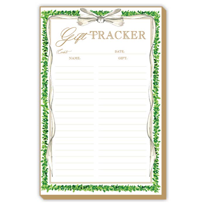 Bridal Gift Tracker Boxwood Border Luxe Large Notepad - Jennie Dots