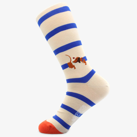 Soxfords - "Dachshund's Dilemma" - Dachshund Themed Fine Men's Socks - Jennie Dots 
