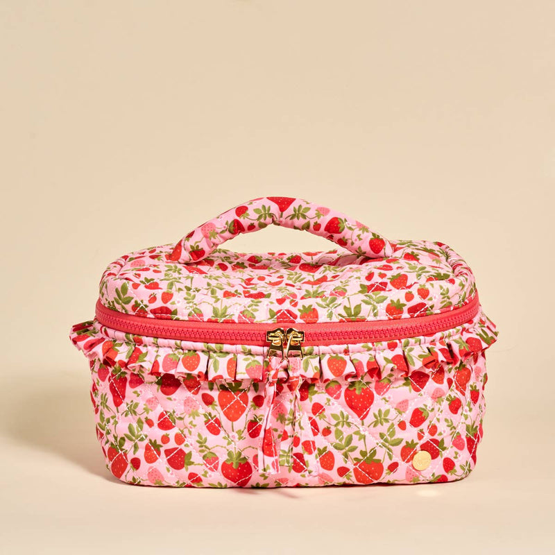 The Darling Effect - Glam & Go Quilted Cosmetic Bag-Strawberry Fields