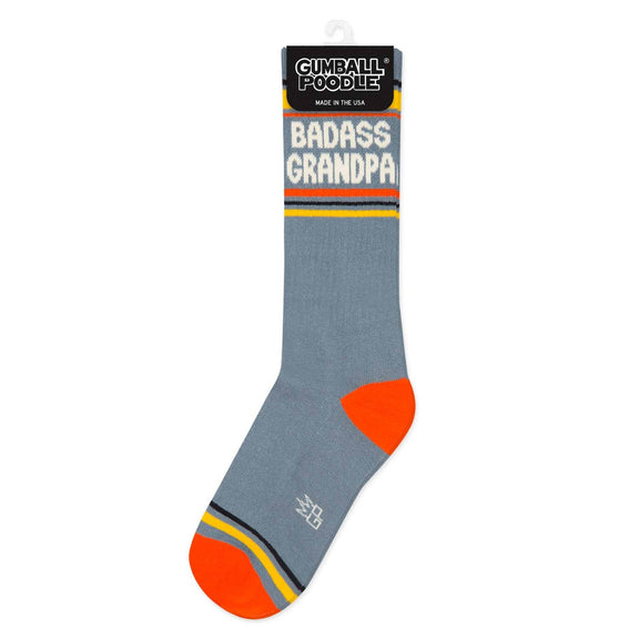 Gumball Poodle - Badass Grandpa Gym Crew Socks - Jennie Dots