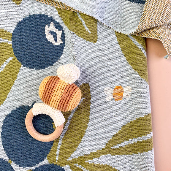 The Blueberry Hill - Set Blueberry Blanket Hat Teether Baby Newborn Shower Gift - Jennie Dots