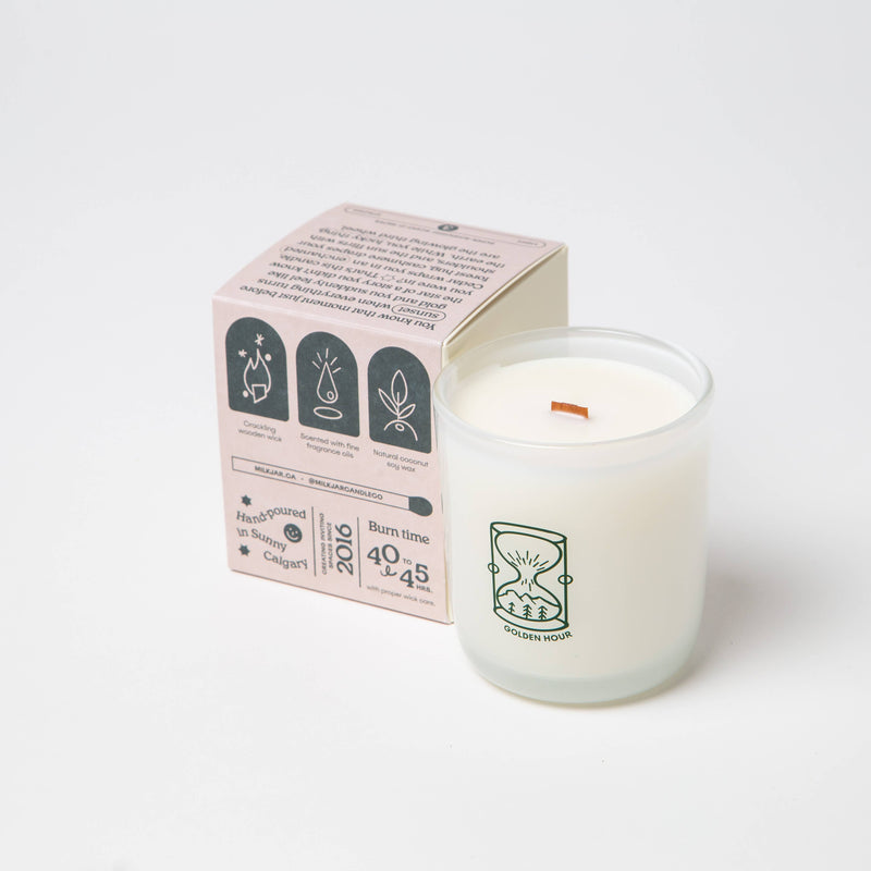 Milk Jar Candle Co. - Golden Hour - Cashmere, Cedarwood Coconut Soy 8oz Candle