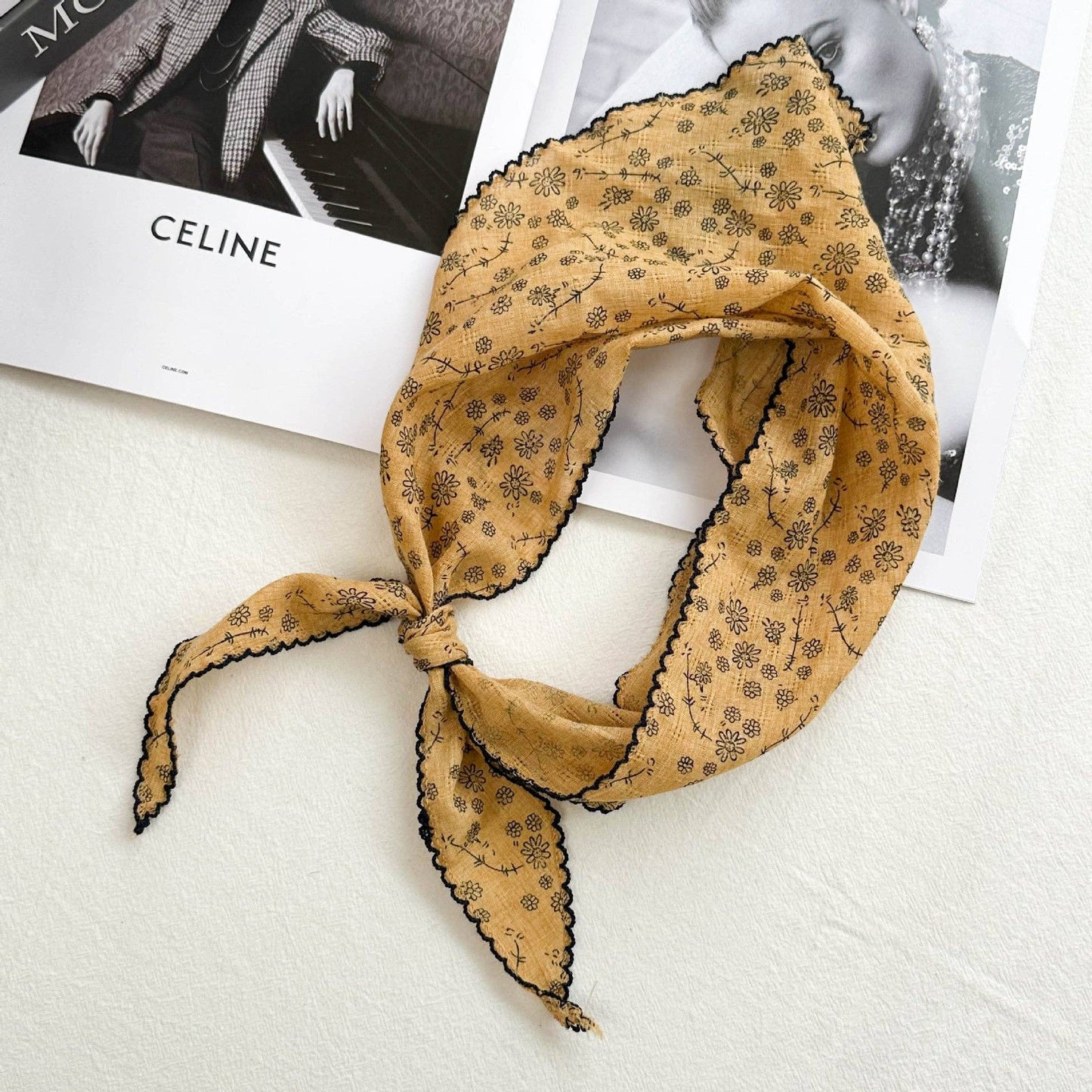 Sweet Style Scarf with Artistic Floral Print