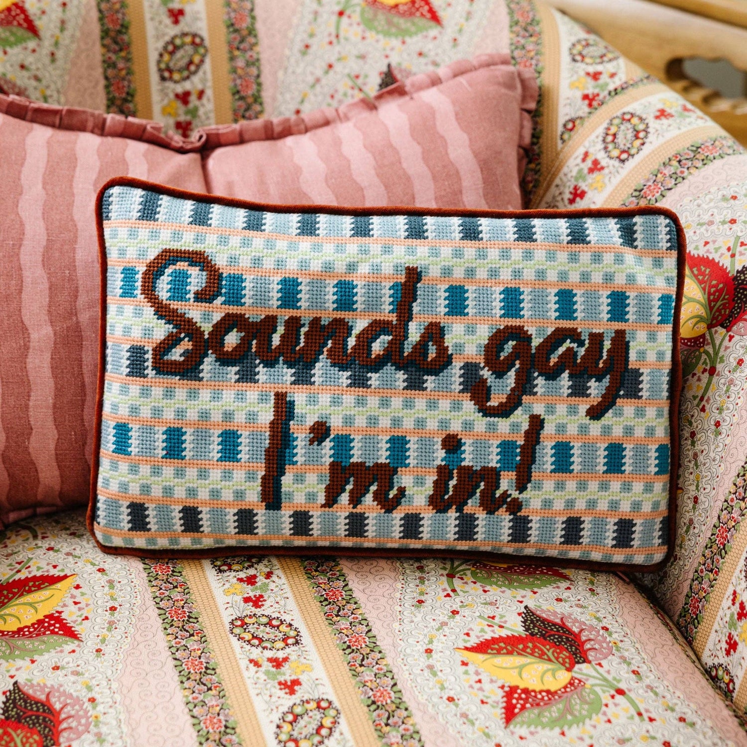 Furbish Studio - Sounds Gay Needlepoint Pillow