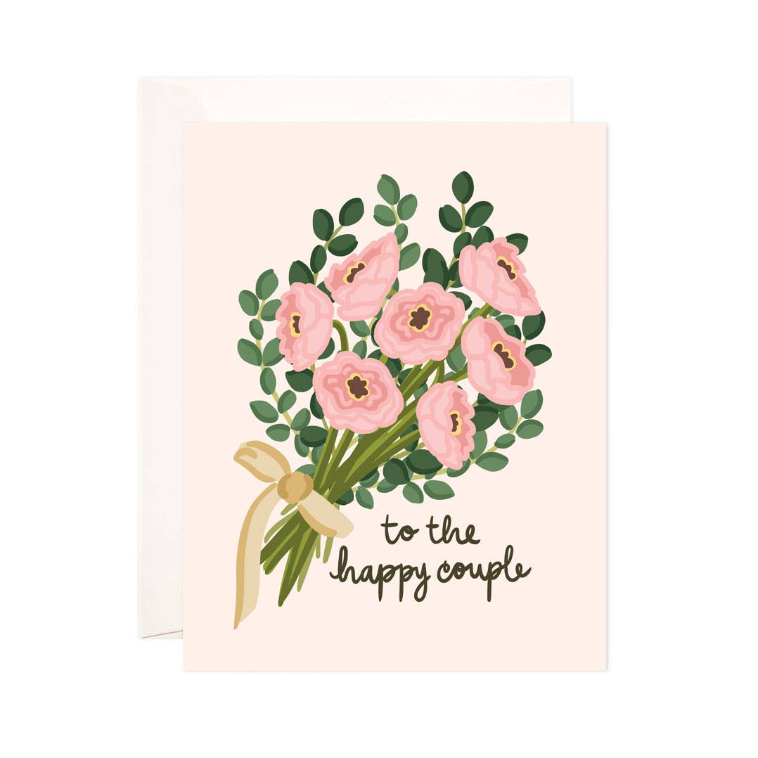 Happy Couple Bouquet Greeting Card - Wedding Card