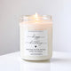 Happy Birthday Gift Candle in a glass jar with burning wick, featuring birthday cake scent.