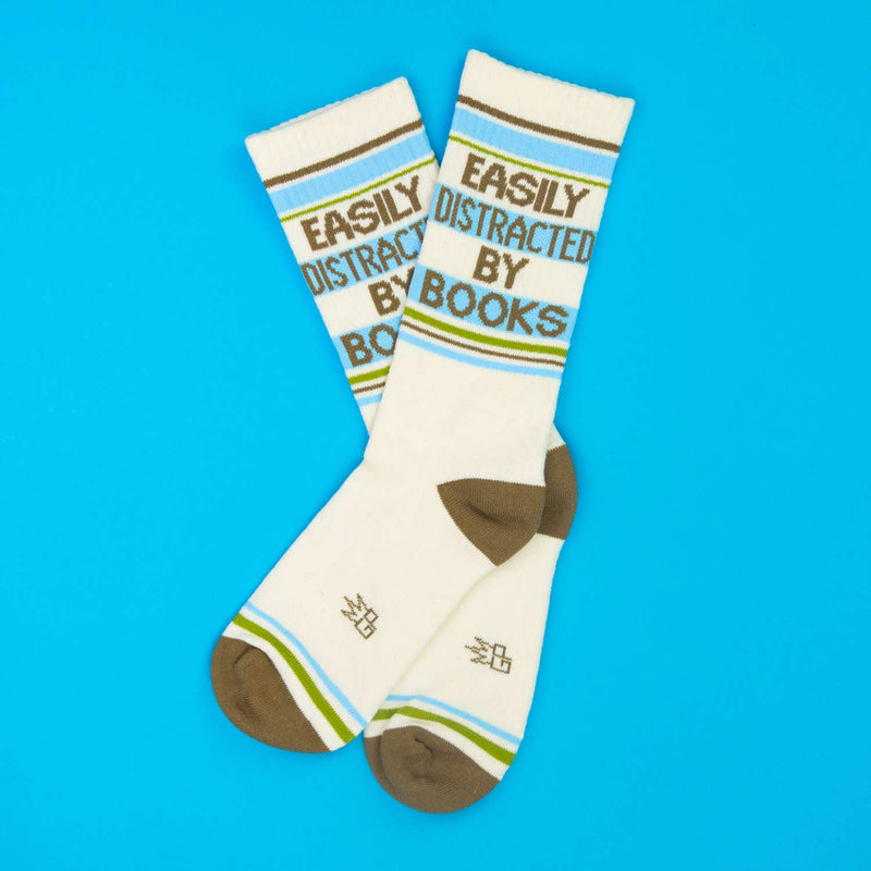 Easily Distracted By Books Gym Crew Socks - Jennie Dots 