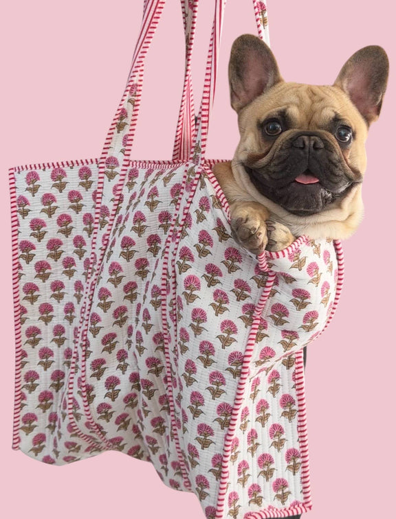 Amelia Rose Jewelry - Hydrangea Quilted Tote Bag-Blue - Jennie Dots 