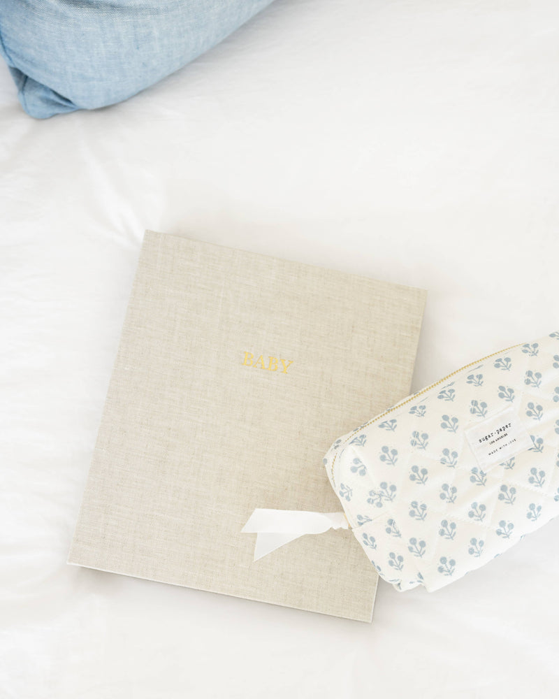 Small Cosmetic Pouch, Blue Floral - Jennie Dots 