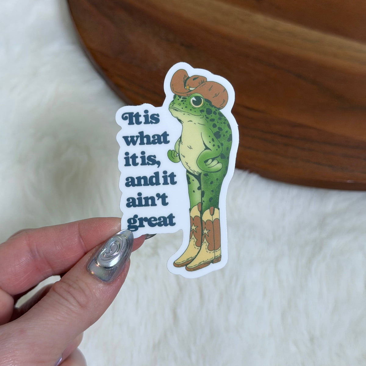 Big Moods - It Is What It Is, And It Ain't Great Cowboy Frog Sticker