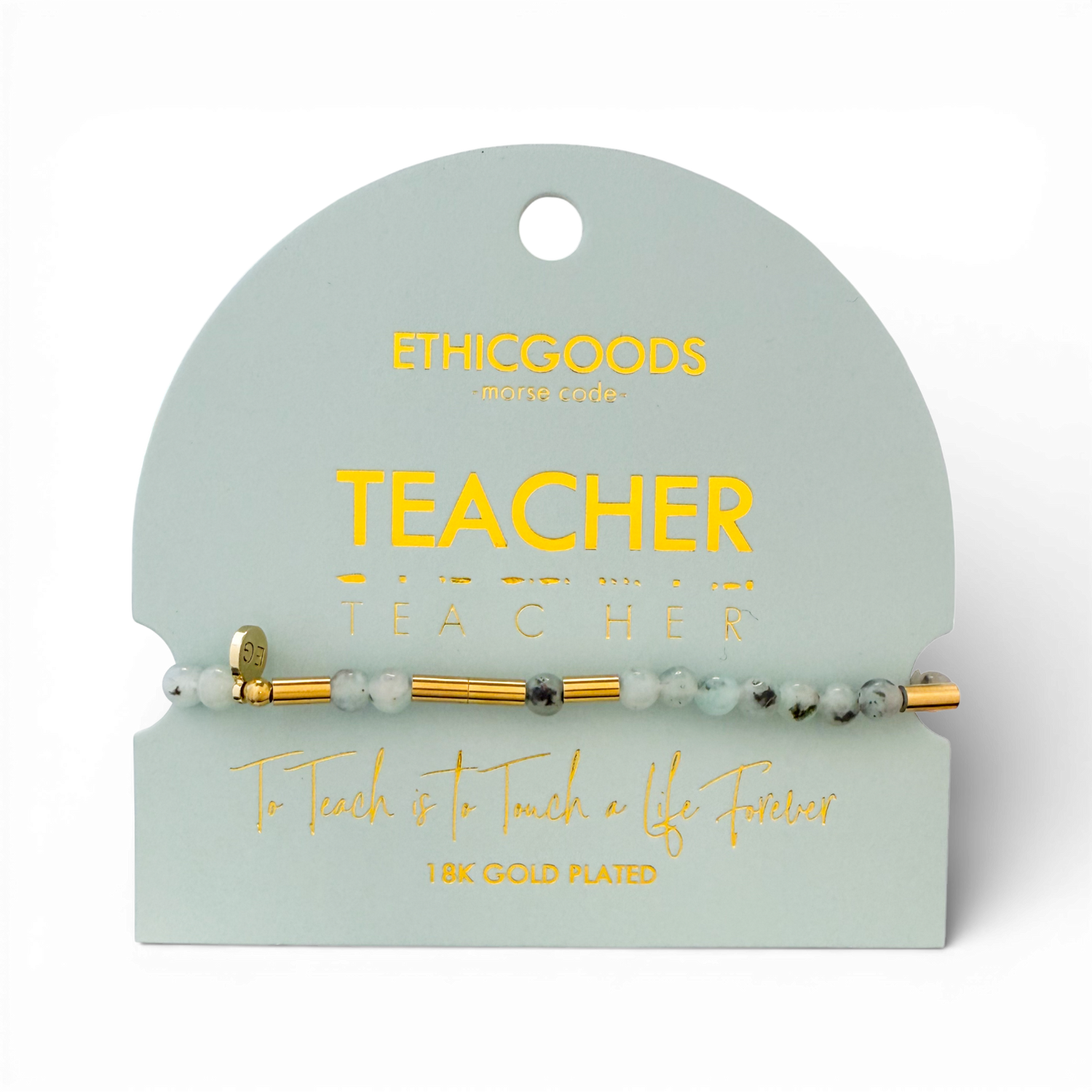 Morse Code Gold & Stone Beaded Bracelet | TEACHER - Jennie Dots 