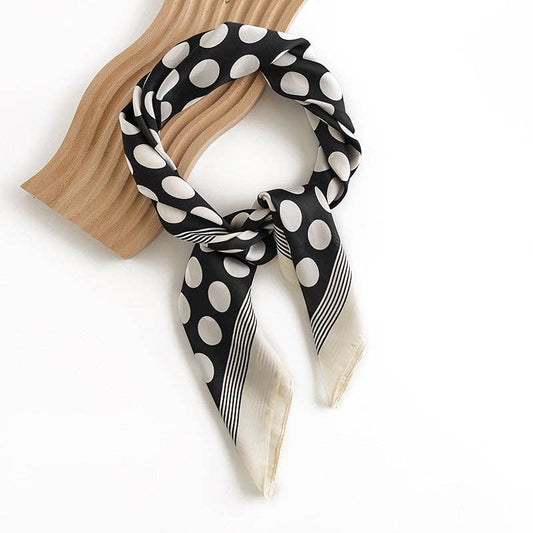 Classic Polka Dot Square Scarf Black & White Polka Dot