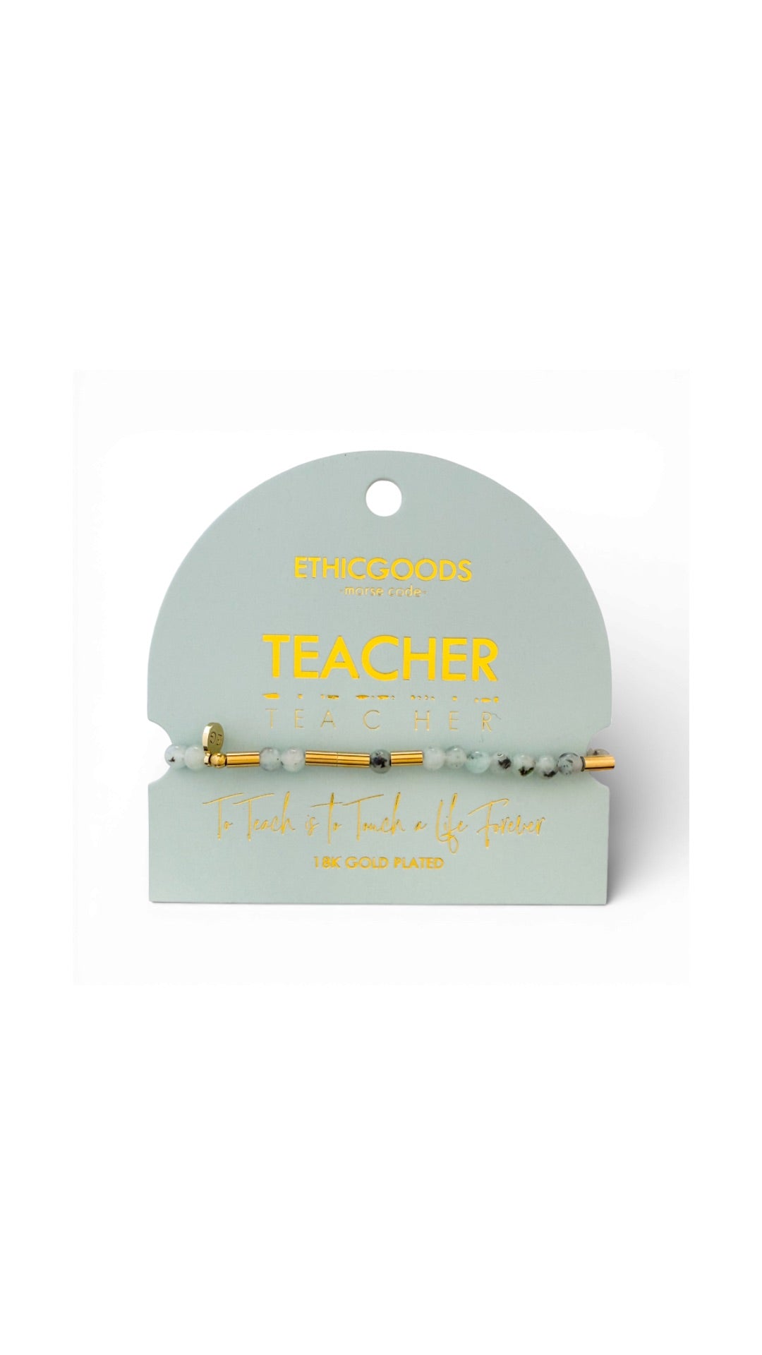 Morse Code Gold & Stone Beaded Bracelet | TEACHER