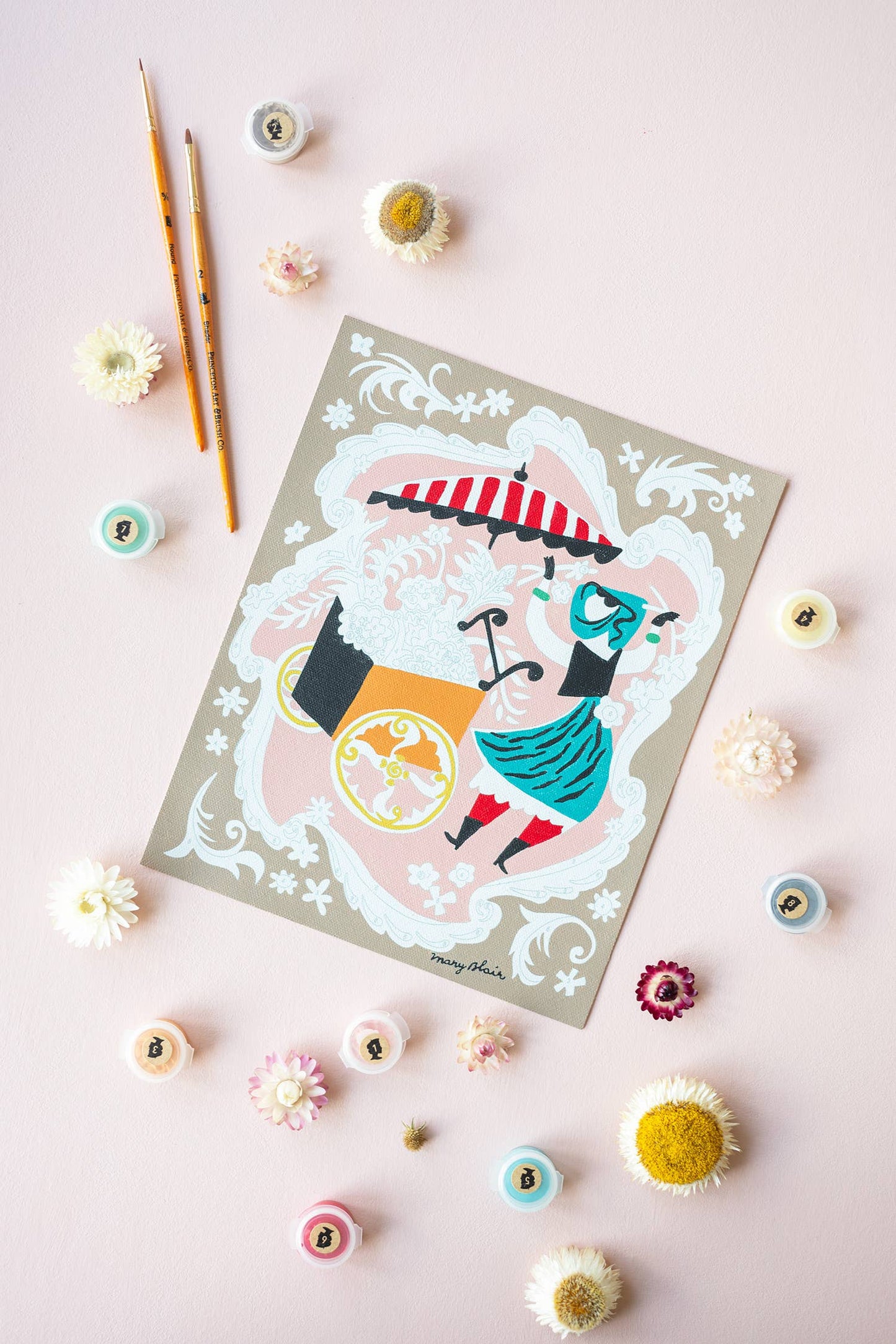 Elle Crée (She Creates) - Mary Blair's Petal Peddler Paint-by-Number Kit