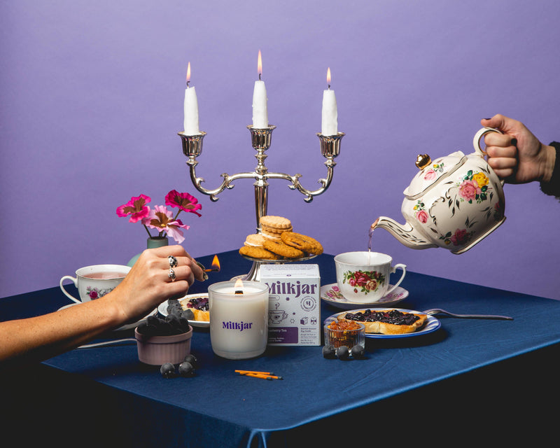 Milk Jar Candle Co. - Blueberry Tea - Blueberry, Amber, Vanilla Coconut Soy Candle