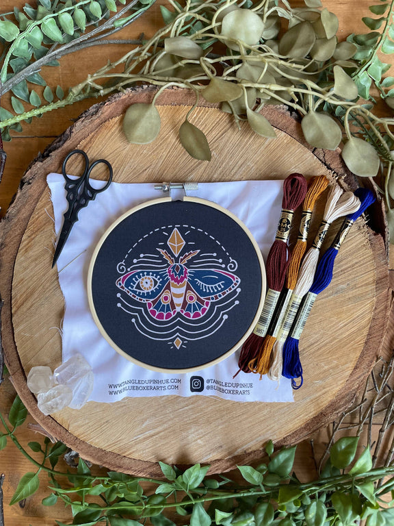 Tangled Up In Hue - DIY Stitch Kit -  Winking Moth Embroidery Kit - Jennie Dots 
