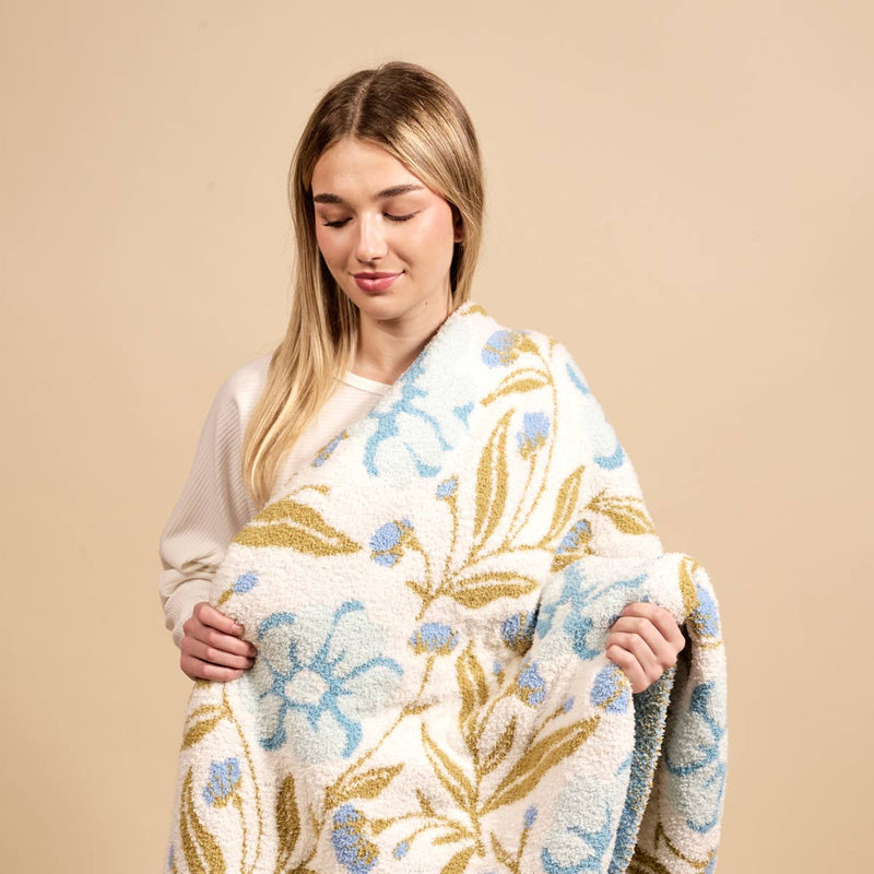 The Darling Effect - Cozy Dreams Luxe Blanket–Poppin' Petals Aqua