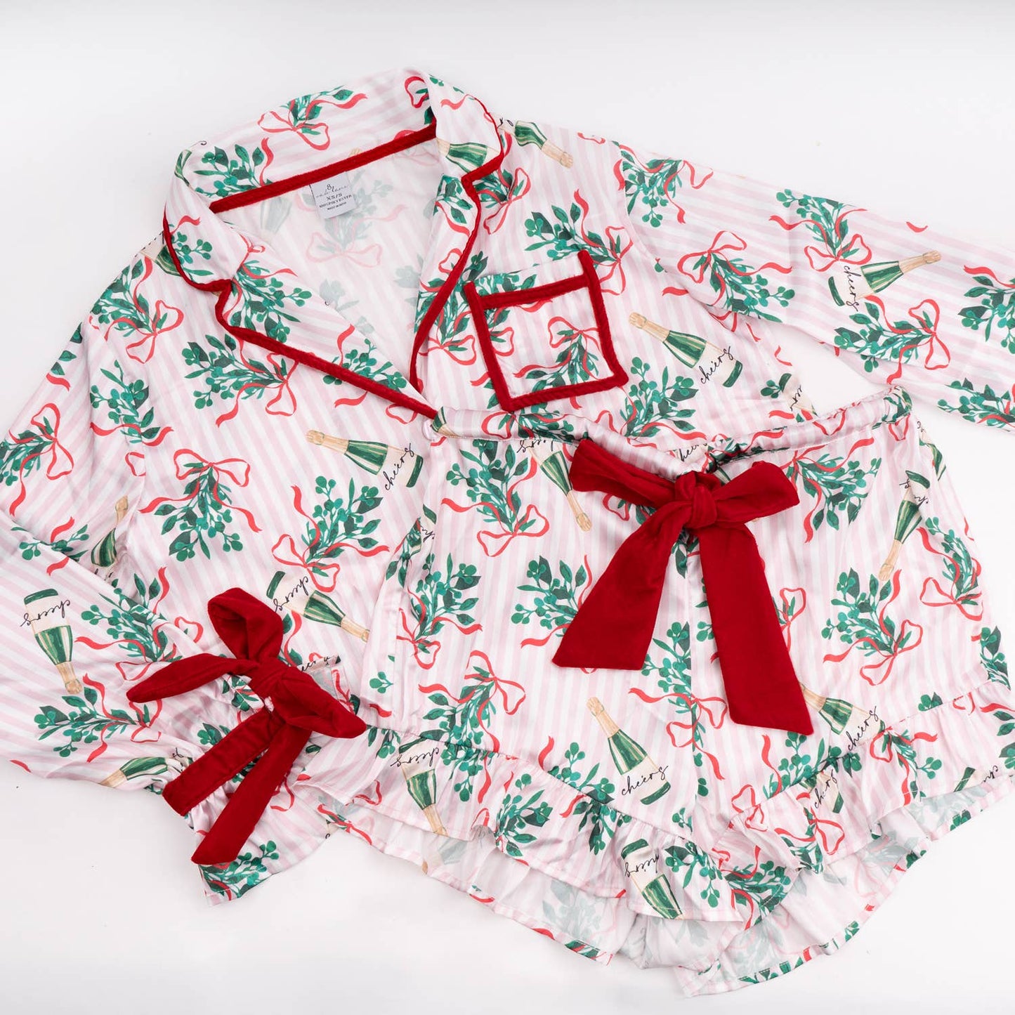 Mistletoe Satin Ruffle Short PJ Set