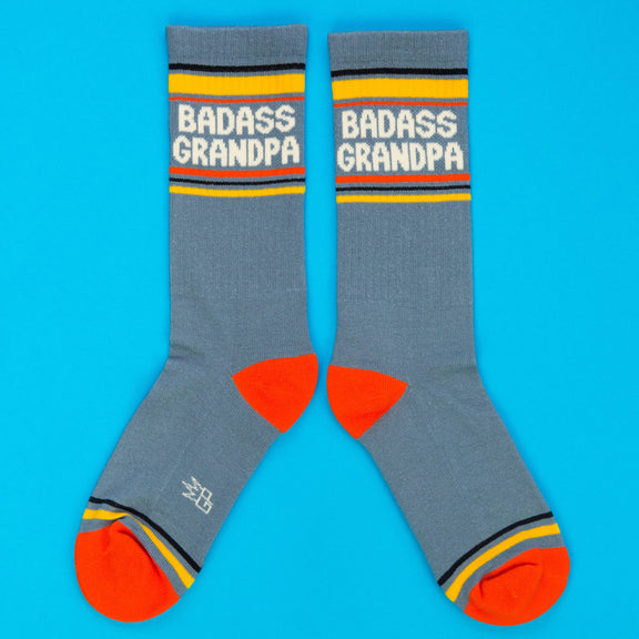 Gumball Poodle - Badass Grandpa Gym Crew Socks - Jennie Dots