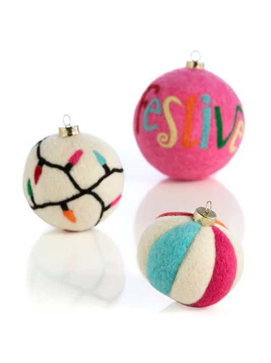 Festive Assortment of 3 Holiday Ornaments