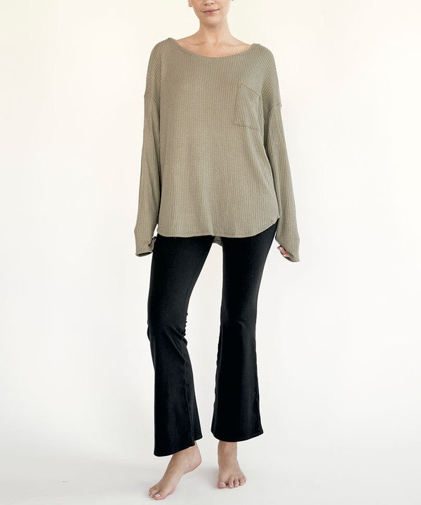 Bamboo Waffle Long Sleeve Pullover