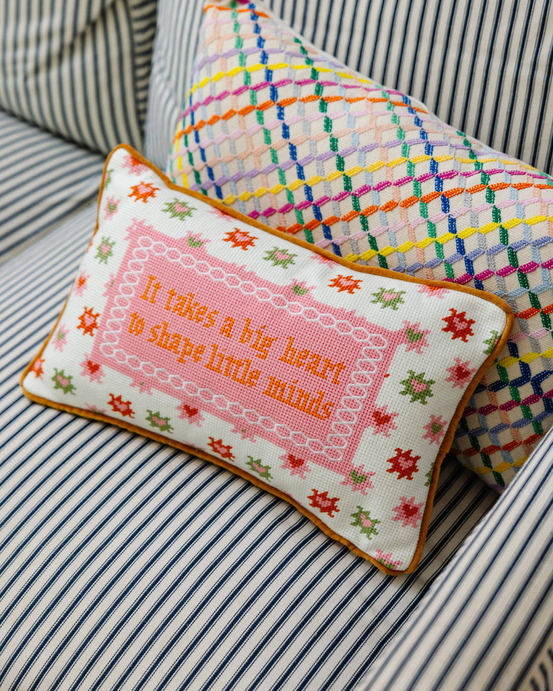 Big Heart Needlepoint Pillow - Jennie Dots 