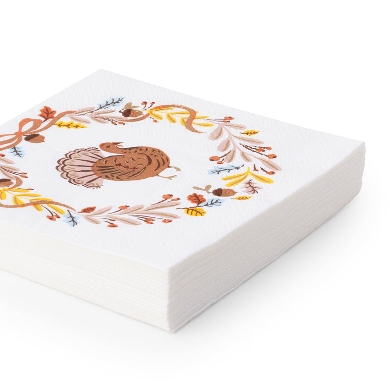 Bonjour Fête - Fall Foliage Turkey Cocktail Napkins (Set of 20)