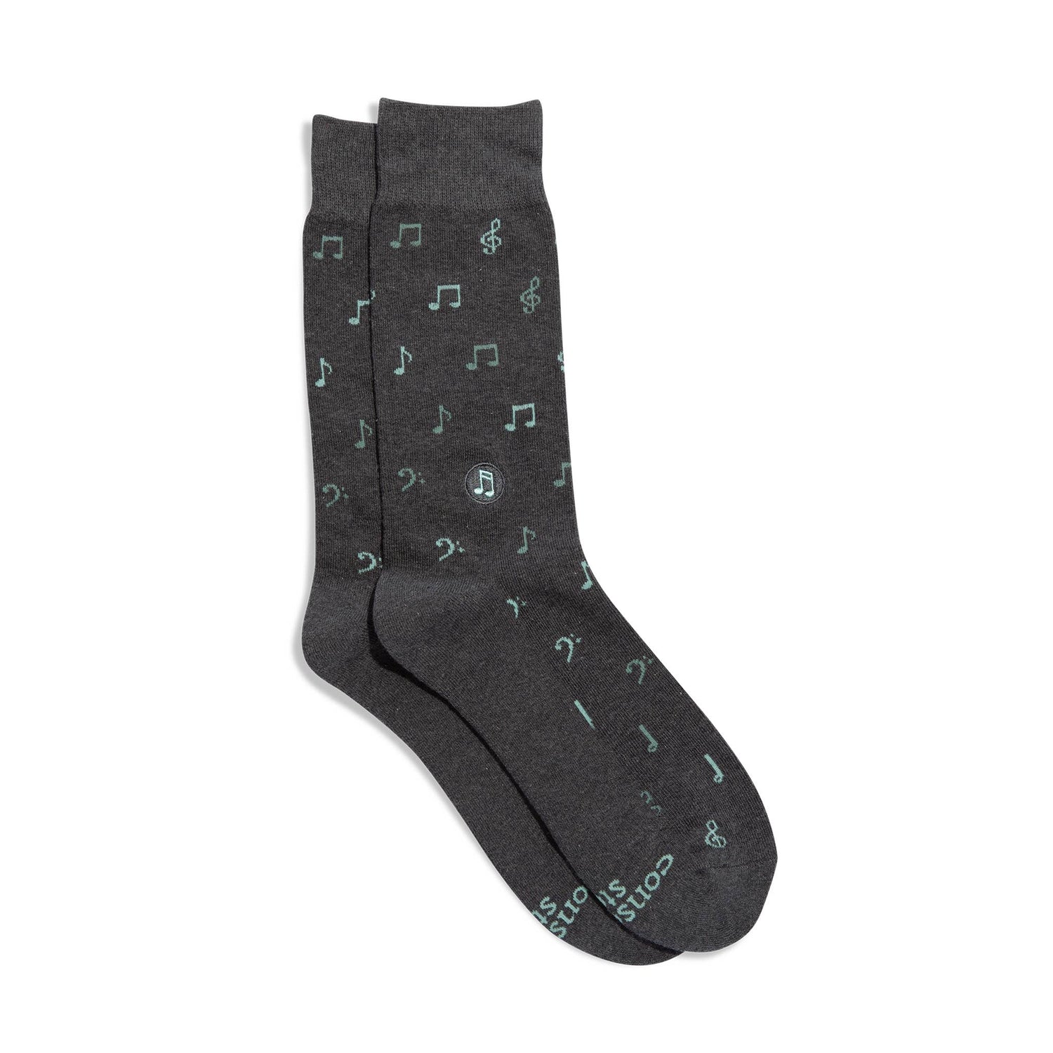 Socks that Support Music (Gray Music Notes) - Jennie Dots 