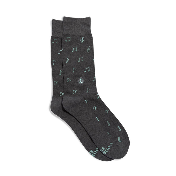 Socks that Support Music (Gray Music Notes) - Jennie Dots 