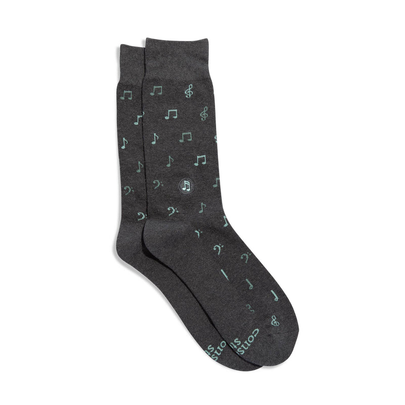 Socks that Support Music (Gray Music Notes) - Jennie Dots 