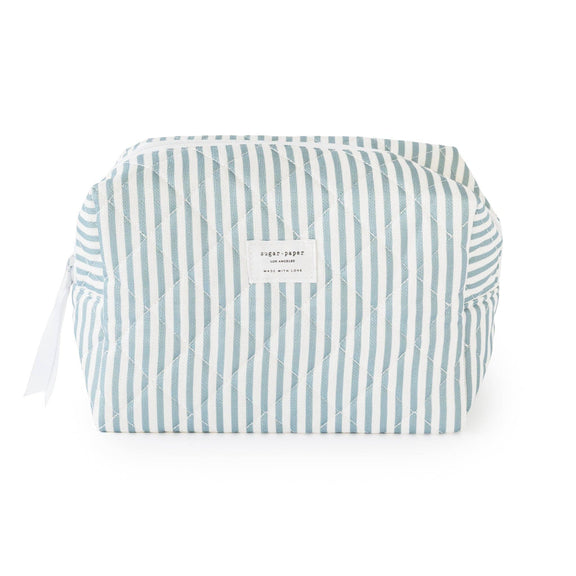 Large Cosmetic Pouch, Blue Stripe - Jennie Dots 