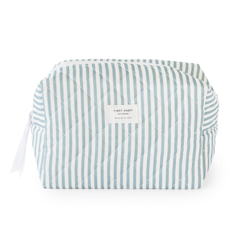 Large Cosmetic Pouch, Blue Stripe - Jennie Dots 