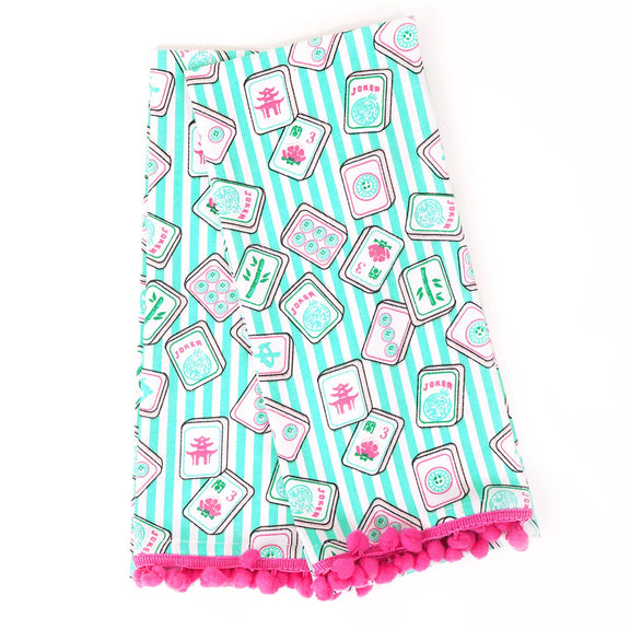 Mahjong Stripe Pom-Pom Kitchen Towel Set - Jennie Dots 