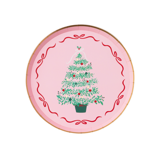 Bonjour Fête - PINK CHRISTMAS TREE DESSERT PLATES