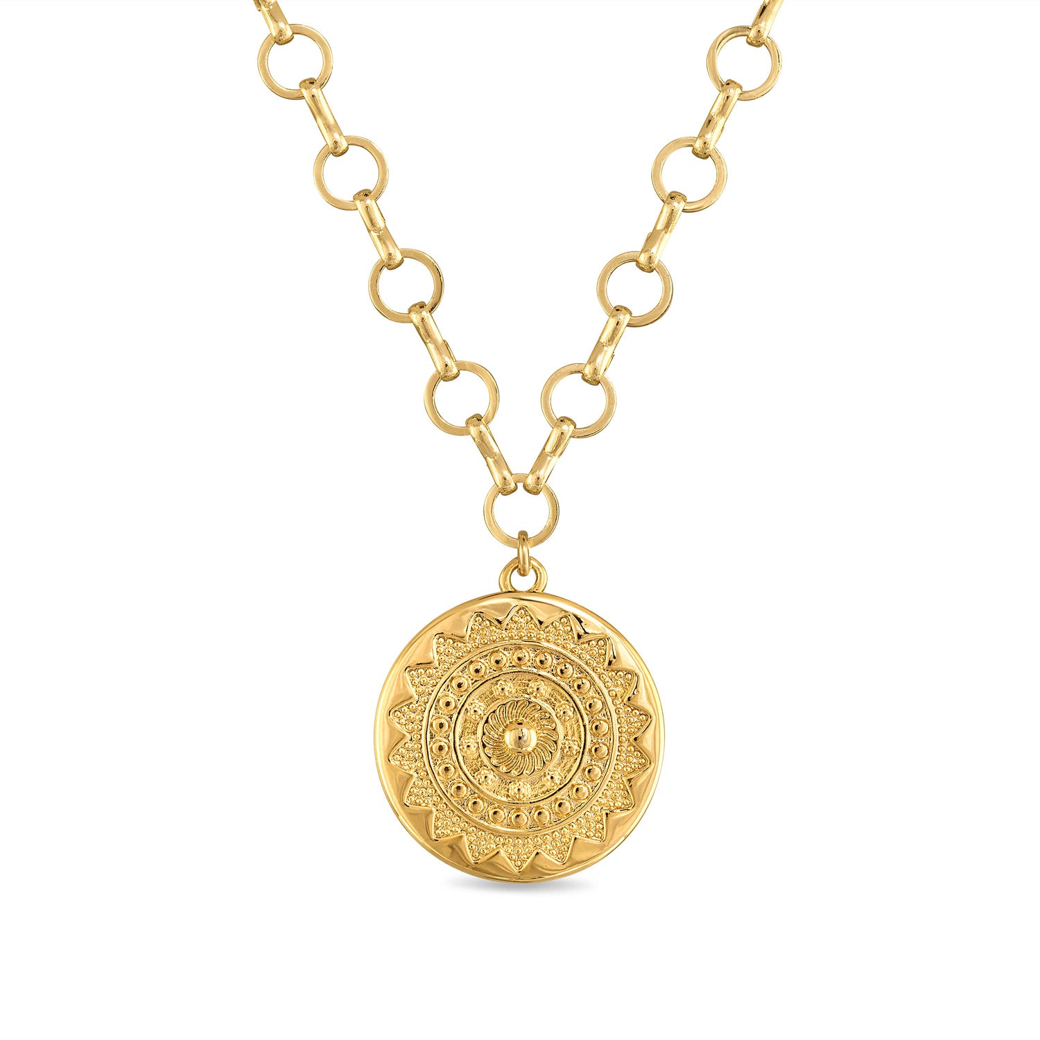 Amelia Rose Jewelry - Sun Medallion Pendant Necklace