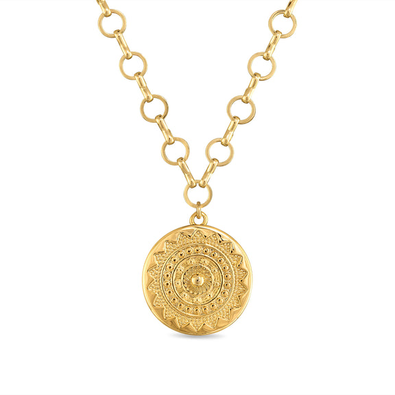 Amelia Rose Jewelry - Sun Medallion Pendant Necklace - Jennie Dots