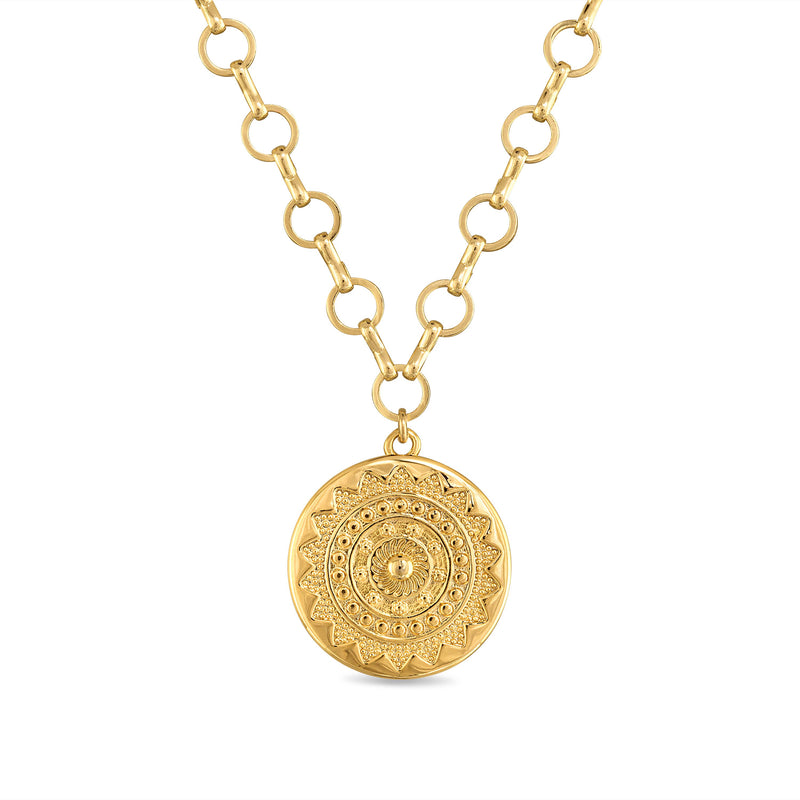 Amelia Rose Jewelry - Sun Medallion Pendant Necklace - Jennie Dots