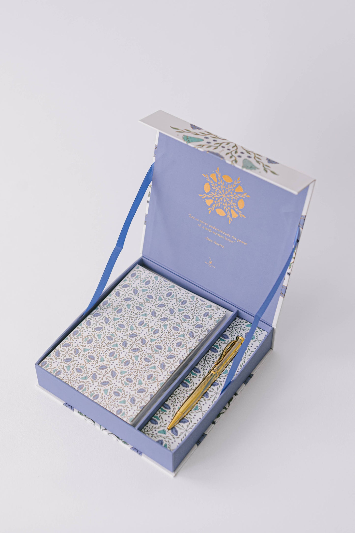 Folk Pattern Luxury Stationery Set - Green/Blue