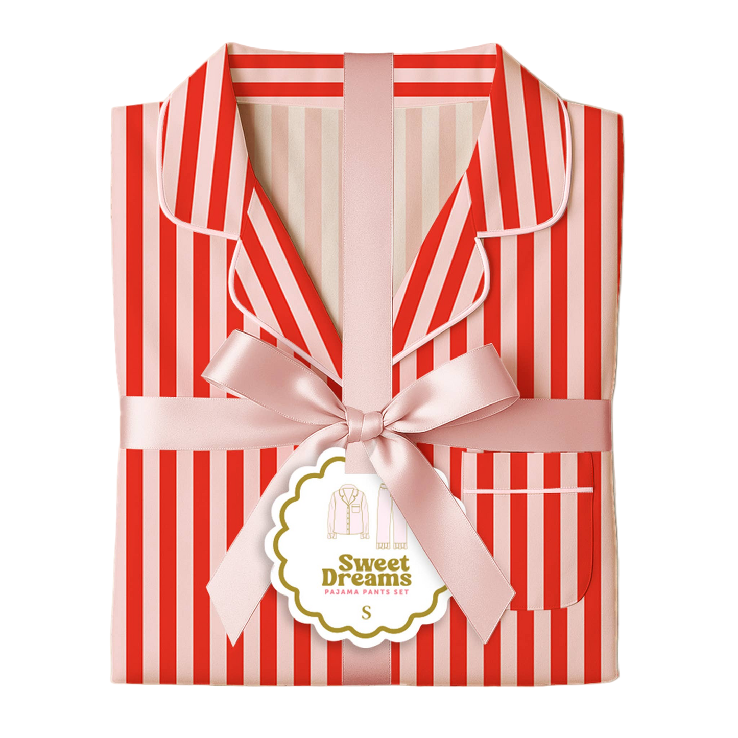 The Darling Effect Sweet Dreams Festive Pajama Set-Peppermint Stripes