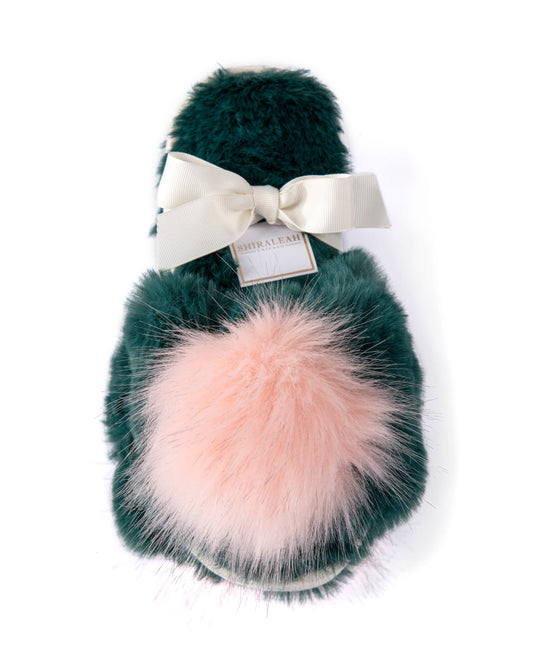 Cozy Green & Pink Amor Slippers