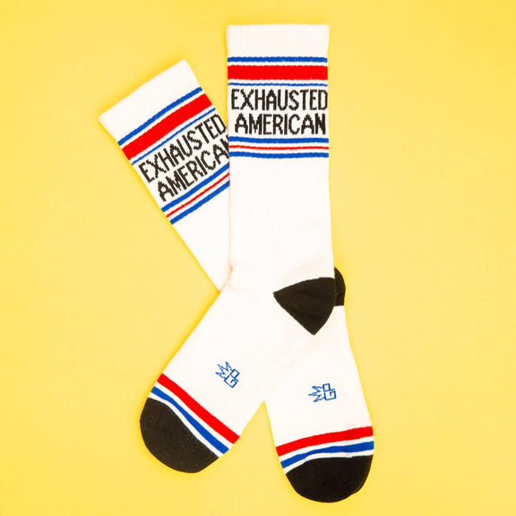 Gumball Poodle - Exhausted American Gym Crew Socks - Jennie Dots