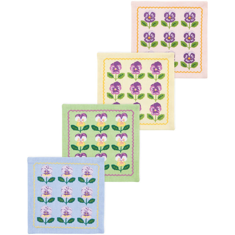 Danica Jubilee - Pansy Printed Cocktail Napkins Set of 4 Assorted