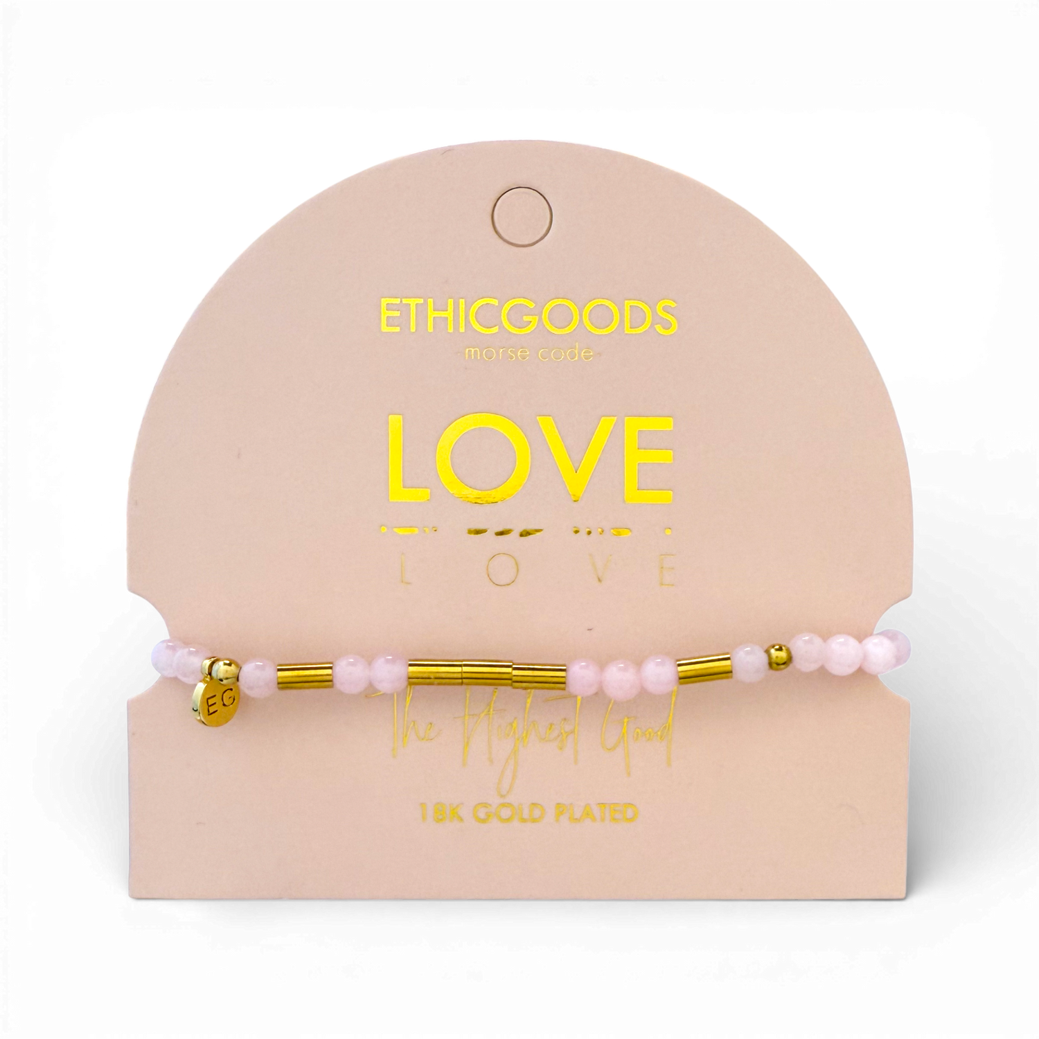 Morse Code Gold & Stone Beaded Bracelet | LOVE - Jennie Dots 