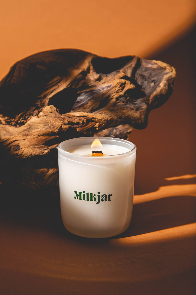 Milk Jar Candle Co. - Golden Hour - Cashmere, Cedarwood Coconut Soy 8oz Candle