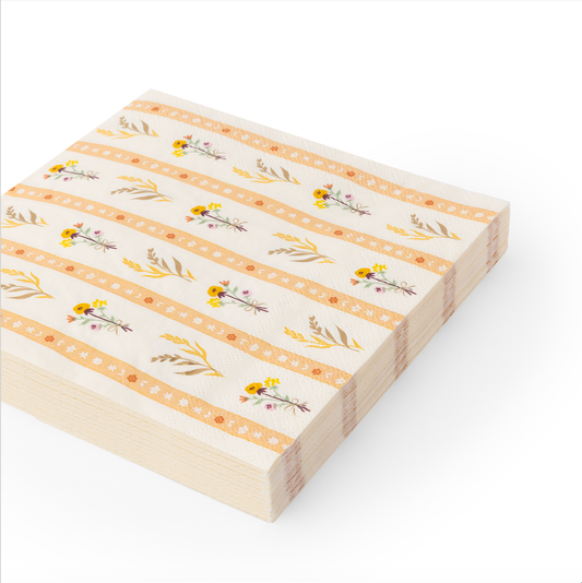 Bonjour Fête - Cozy Fall Florals Large Napkins, 3-Ply (Set of 20)
